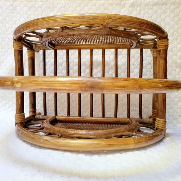 Vintage Wicker Rattan Bamboo Magazine Rack - Picture 2 of 9